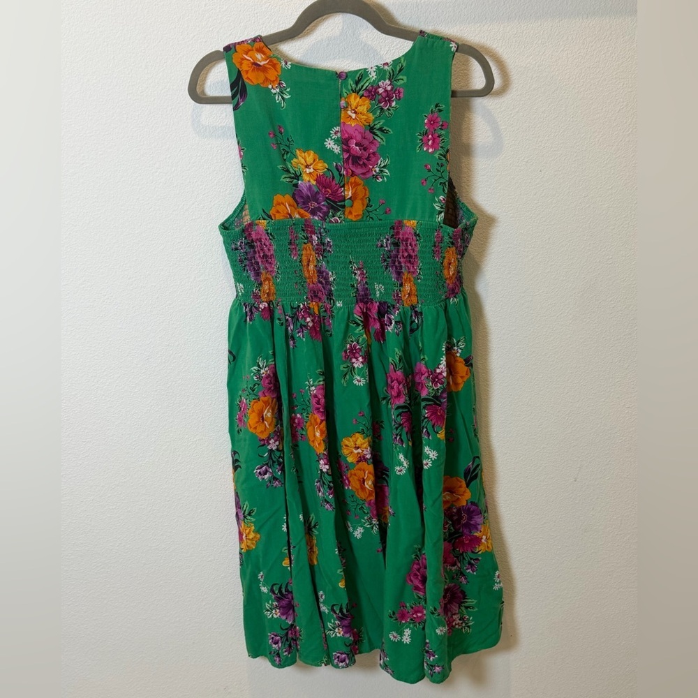Torrid Green Floral Smocked Challis Midi Dress | Boho Garden Party Vibe Size 2XL - Picture 6 of 9